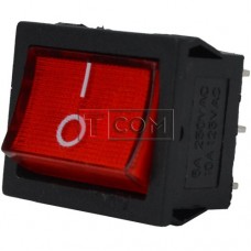 Switch wide backlit MIRS-202-4 ON-ON 6pin, 6A, 220V, red