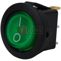 Переключатель круглый с подсветкой MIRS-101-8C ON-OFF, 3pin, 6.5A, 220V, зелёный 