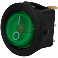 Switch round illuminated MIRS-101-8C ON-OFF , 3pin, 6.5 A, 220V, green