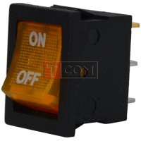 Перемикач з підсвічуванням MIRS-101-2 ON-OFF , 3pin, 6A, 220V, жовтий