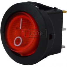 Переключатель круглый с подсветкой MIRS-101-8C ON-OFF, 3pin, 6.5A, 220V, красный 