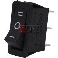 Переключатель узкий RS-103-16C ON-OFF-ON, 3pin, 15A, 220V, чёрный 