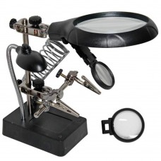 It looks like The third hand MG16129-Z with a magnifying glass, illumination and a stand for a soldering iron at a low price.