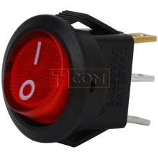Switch mini round illuminated SMRS-101N-2 ON-OFF , 3pin, 3A, 220V, red