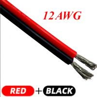 Кабель силиконовый спаренный 12AWG (3,5мм²) красный+черный