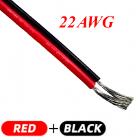Кабель силиконовый спаренный 22AWG (0,3мм²) красный+черный