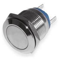 Кнопка антивандальная 12мм, без фиксации, 220V, выводы под пайку 