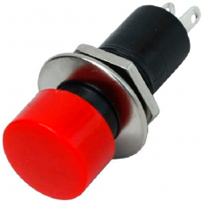 Кнопка PBS-16А без фіксації OFF-(ON) , 2pin, 1А, 250V, червона