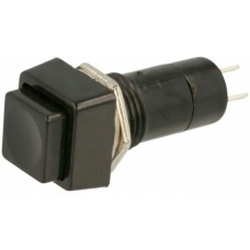 Button medium square PBS-12A latching ON-OFF, 2pin, 1A, 250V, black