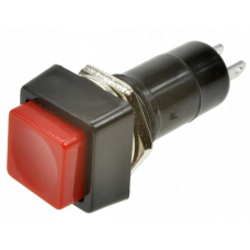 Button medium square PBS-12A latching ON-OFF , 2pin, 1A, 250V, red