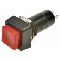 Кнопка середня квадратна PBS-12В без фіксації OFF-(ON), 2pin, 1А, 250V, червона