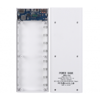 Case for power bank for 8 pcs 18650 batteries KA8 on 2USB, Micro-USB, Type-C + support QC3.0 22.5W, white