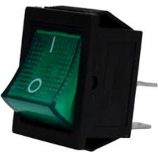 Switch wide backlit KCD-4, ON-OFF , 4pin, 15A, 220V, green