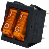 Переключатель двойной с подсветкой IRS-2101-1А ON-OFF, 6pin, 15A, 220V, жёлтый 