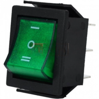 Переключатель широкий с подсветкой IRS-203-1C ON-OFF-ON, 6pin, 15A, 220V, зелёный 