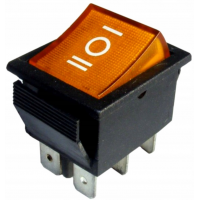 Переключатель широкий с подсветкой IRS-203-1C ON-OFF-ON, 6pin, 15A, 220V, жёлтый 
