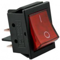 Switch wide backlit KCD-4, ON-OFF , 4pin, 15A, 220V, red