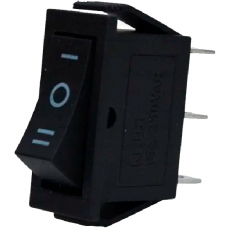 The narrow switch KCD-3, ON-OFF-ON 3pin, 15A, 220V, black