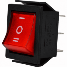 Перемикач широкий з підсвічуванням IRS-203-1C ON-OFF-ON , 6 pin, 15A, 220V, червоний