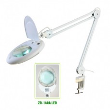 Лупа-лампа Zhongdi ZD-140A з LED підсвічуванням, на струбцині, кругла, 7W, 5X Ø130мм, біла