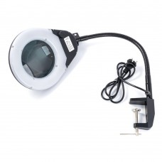 Лупа-лампа Zhongd ZD-129В с LED посветкой, на струбцине, круглая, 7W, 5X Ø130мм, чёрная