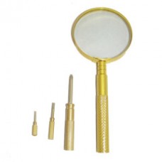 Magnifier manual Zhongdi round metallicheskie handle, gold 5X Ø65mm manual