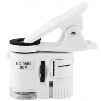Мини микроскоп NO.9595W1 с прищепкой, увел.- 60Х, подсветка +UV (3LR1130)