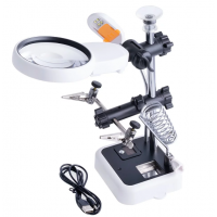 Тримач "третя рука" MG16129-DC з підсв., 3,5Х 90мм+5Х 34мм+8Х 34мм,+ підст.паяльника