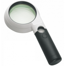 Manual magnifier NO.CH75-10L, illuminated, 5X dia-75mm +20X dia-21mm, (3ААА)