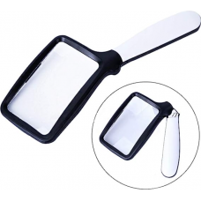 Hand magnifier NO.10863 rectangular, illuminated, 2x, dia-108x63mm, folding handle