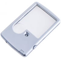 Pocket magnifier MG4B-3 with backlight, 3X diameter 38 mm + 6X diameter 30 mm