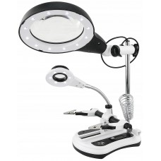 Magnifying glass with board holder MG16130-108C backlight, 2.5X 108mm + soldering iron stand + PSU