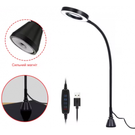 Instrument lamp-magnifier PT-SS1M-BK9, 3X with a metal sleeve, 3 lighting options