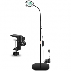 Floor lamp PZM-MC3B-5V with magnifying glass and 3-color LED backlight, 5X/10X magnifying lens
