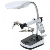 Holder "third hand" MG16075-C with light, 5X 75mm + 11X 20mm, + soldering iron stand + PSU